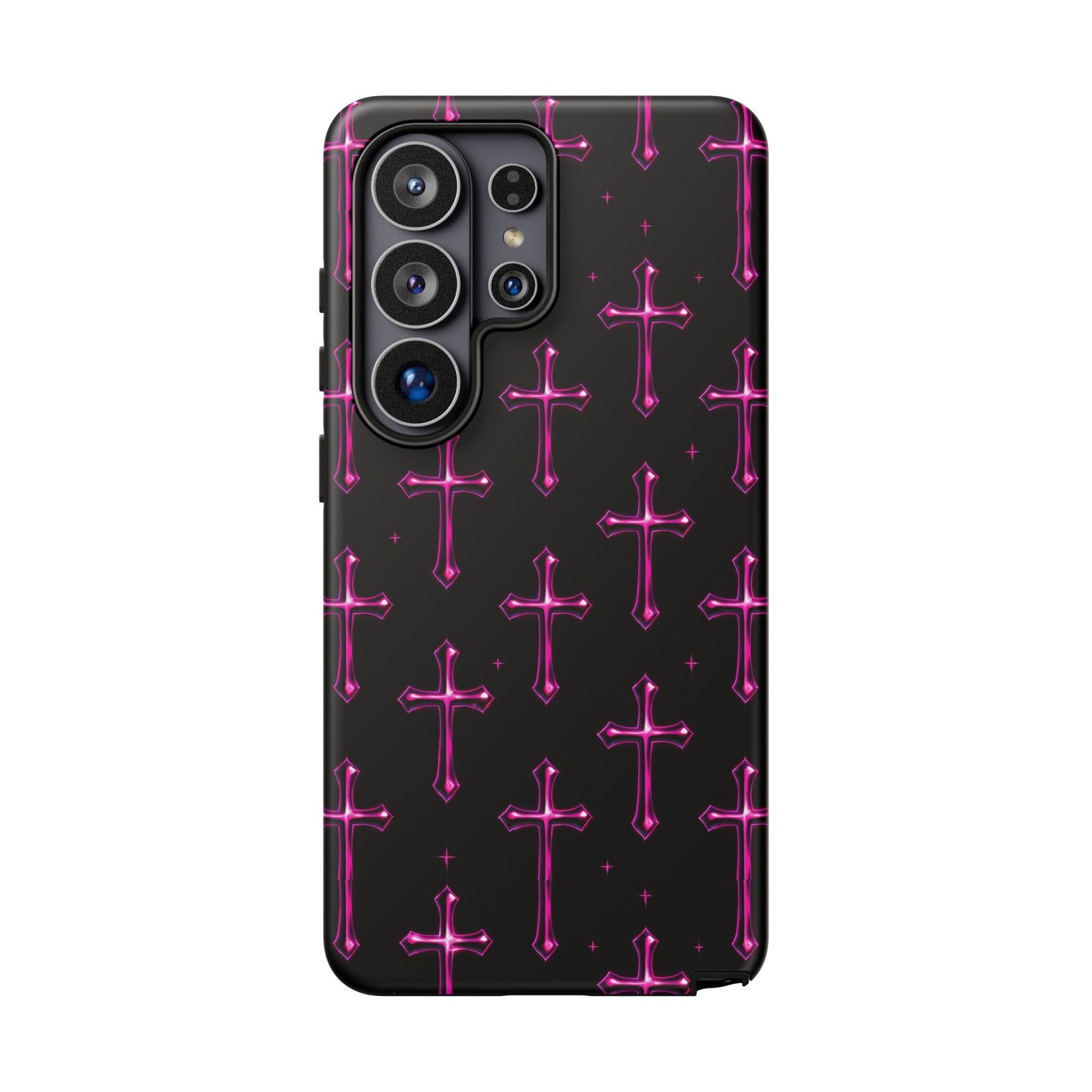 Neon Pink Cross Pattern Phone Case | Tough Protective Case for Iphone, Samsung Galaxy and Pixel