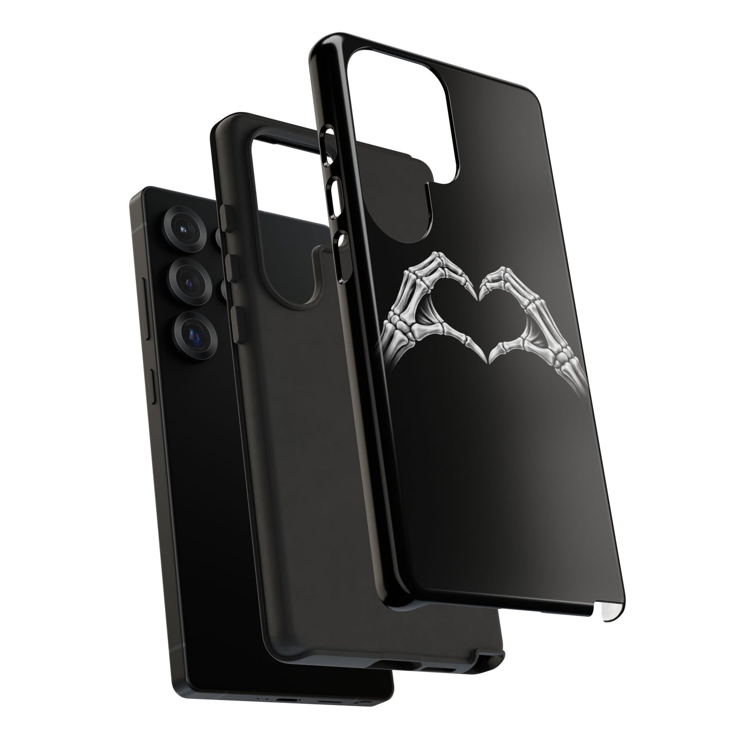 Skeleton Hands Heart Phone Case | Gothic Black Protective Cover