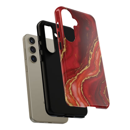 Red Agate Marble Phone Case – Gold Vein Luxury Stone Tough Case (iPhone, Samsung, Pixel)