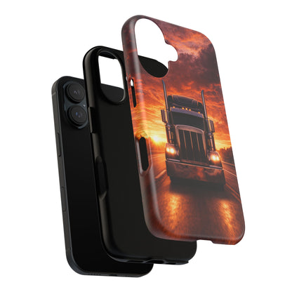Big Rig Truck Phone Case Sunset Highway Semi Truck iPhone Samsung Cover