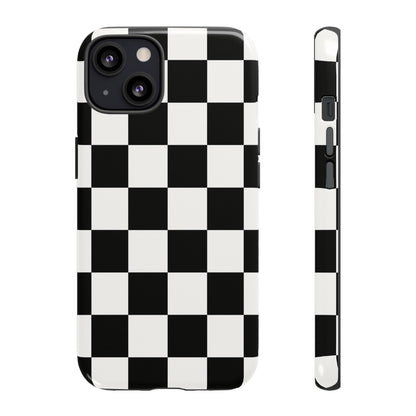 Black & White Checkerboard Phone Case – Classic Aesthetic Tough Protective Case for Iphone, Samsung Galaxy and Pixel