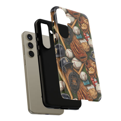 Baseball Gear Collage Phone Case – Vintage Baseball Equipment Sports Tough Case
