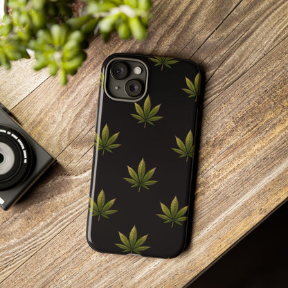 Cannabis Leaf Phone Case Green Weed Leaf Pattern Tough Protective Cover