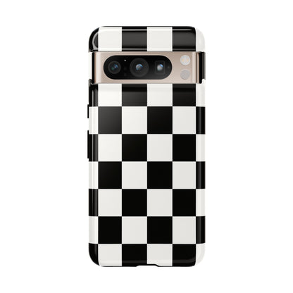Black & White Checkerboard Phone Case – Classic Aesthetic Tough Protective Case for Iphone, Samsung Galaxy and Pixel