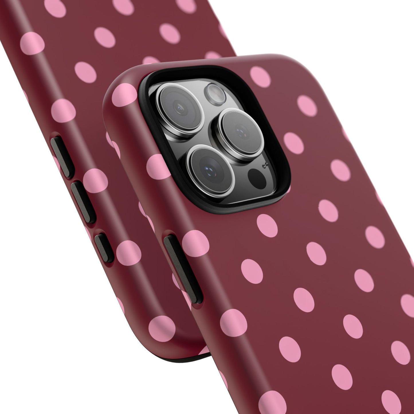 Pink Polka Dot Phone Case – Cute Aesthetic Tough Protective Phone Cover for Iphone, Samsung Galaxy and Pixel
