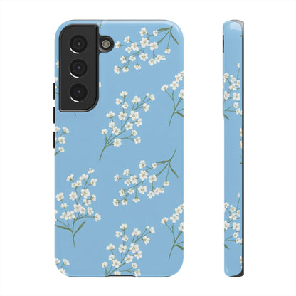 Baby’s Breath Floral Phone Case – Blue Minimal Flower Aesthetic Tough Case