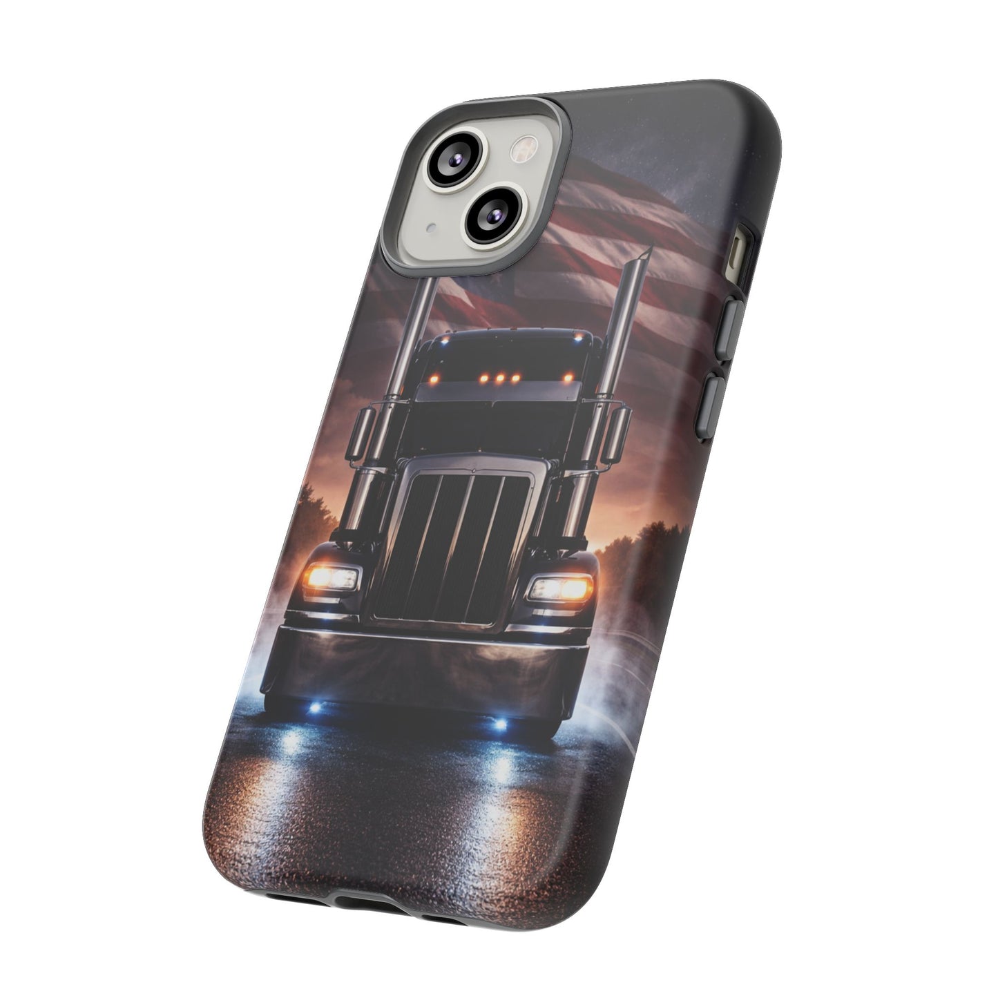 Semi Truck Phone Case American Flag Big Rig Trucker Gift iPhone Samsung