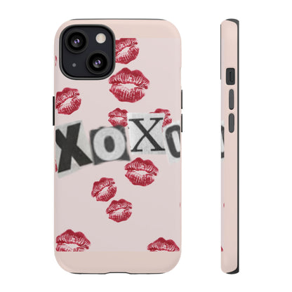 XOXO Kiss Print Phone Case | Coquette Valentine Aesthetic | Cute Pink Lipstick Kiss Tough Case for iPhone & Samsung