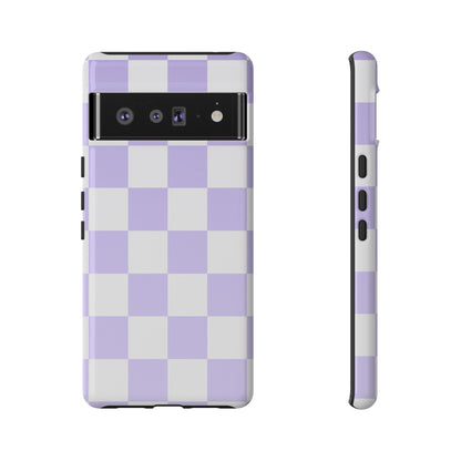 Lavender Checkerboard Phone Case | Pastel Aesthetic Checkered iPhone & Samsung Tough Case