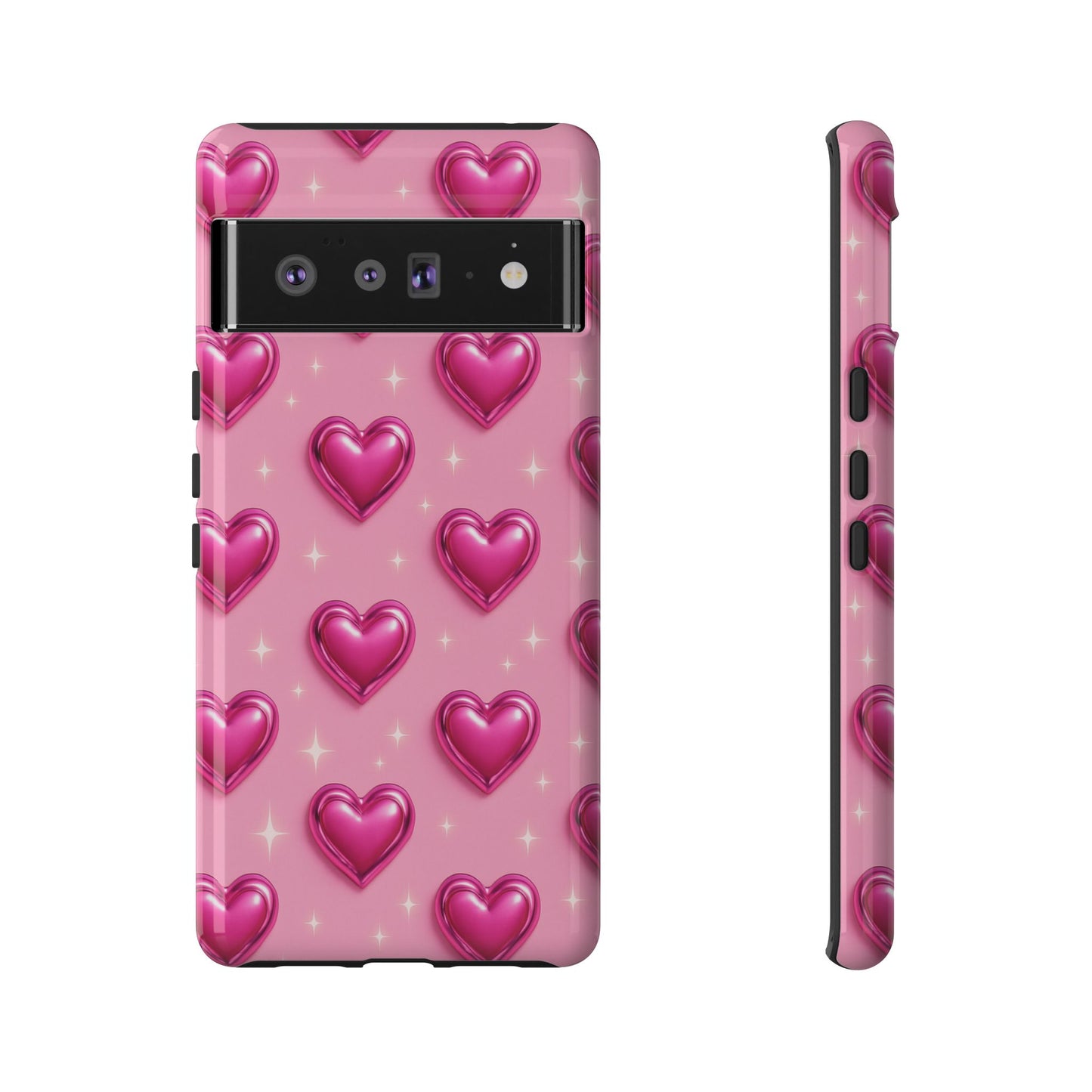 Pink Heart Pattern Phone Case | Tough Protective Case for Iphone, Samsung Galaxy and Pixel