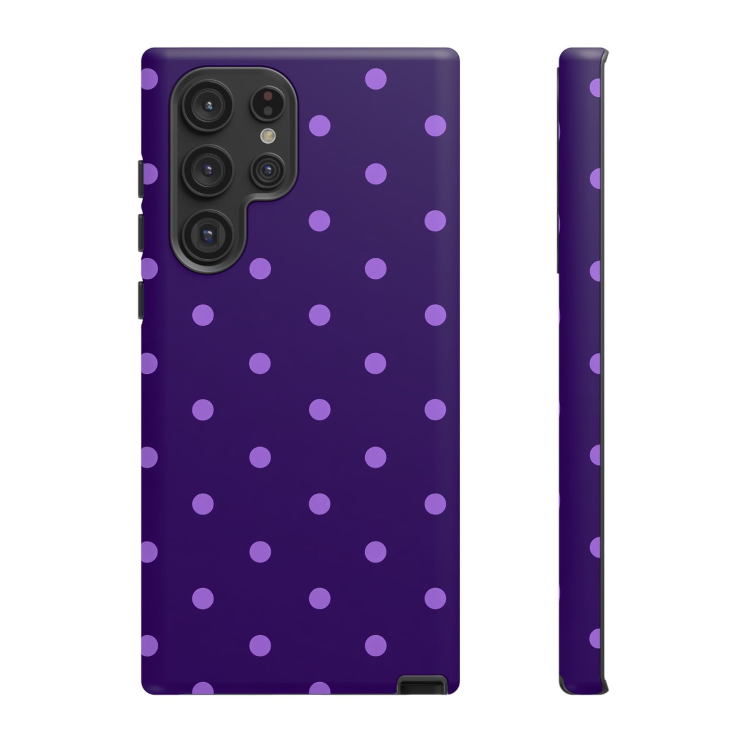 Purple Polka Dot Tough Phone Case – Cute Stylish Durable Protective Cover for Iphone, Samsung Galaxy and Pixel