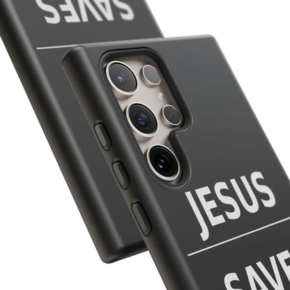 Jesus Saves Phone Case Christian Religious Minimalist Black Tough Cover