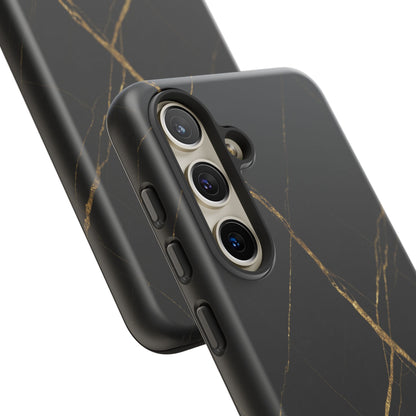 Black Marble Phone Case with Gold Veins | Minimal Luxury Tough Case