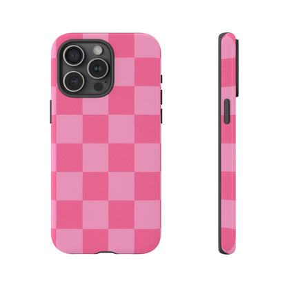 Pink Checkerboard Phone Case | Cute Aesthetic Checkered iPhone & Samsung Tough Case