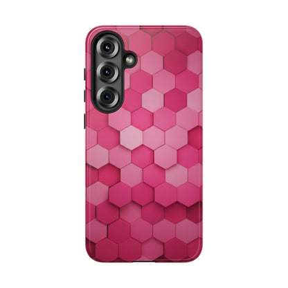 Hot Pink Hexagon Phone Case | Honeycomb Geometric Aesthetic | Cute Pink iPhone & Samsung Tough Protective Case