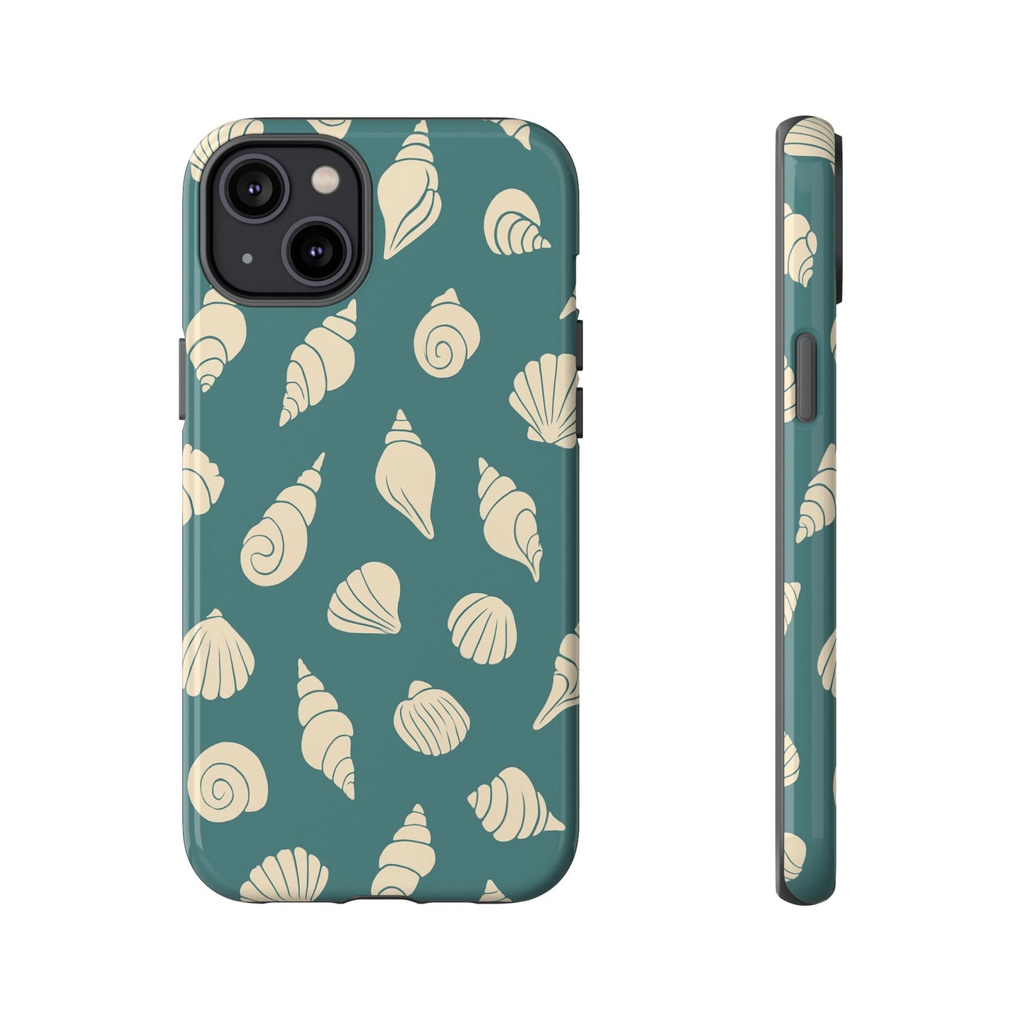 Seashell Pattern Phone Case | Teal Coastal Shells Tough Case for Iphone, Samsung Galaxy and Pixel