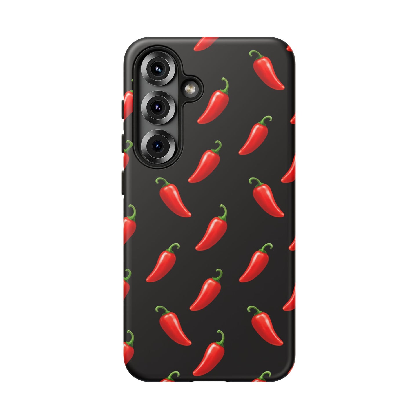Spicy Chili Pepper Phone Case – Black Cute Hot Pepper Tough Cover for Iphone, Samsung Galaxy and Pixel