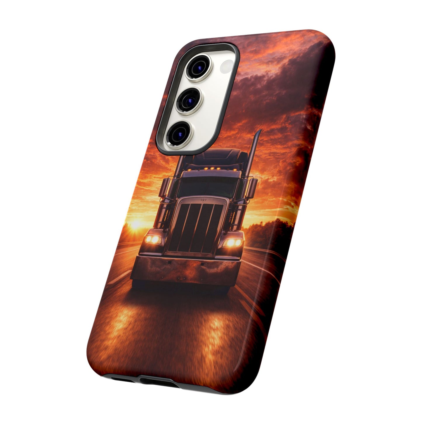 Big Rig Truck Phone Case Sunset Highway Semi Truck iPhone Samsung Cover
