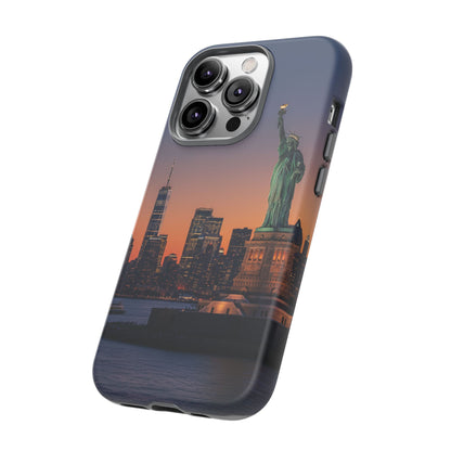Statue of Liberty Sunset Phone Case – New York City Skyline Travel Aesthetic Tough Case