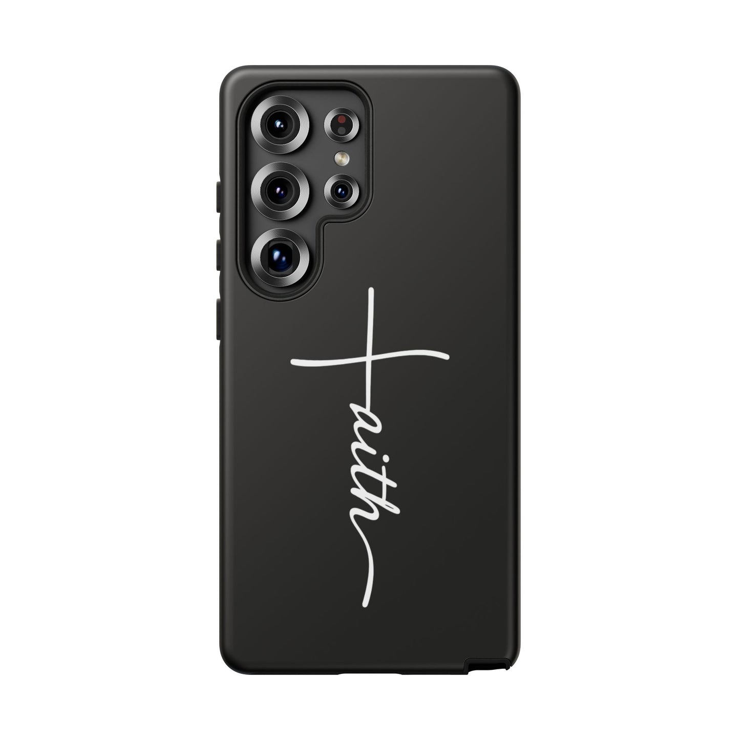Faith Cross Phone Case, Christian Aesthetic Minimalist Black Matte Case, Religious Gift iPhone Samsung Cover