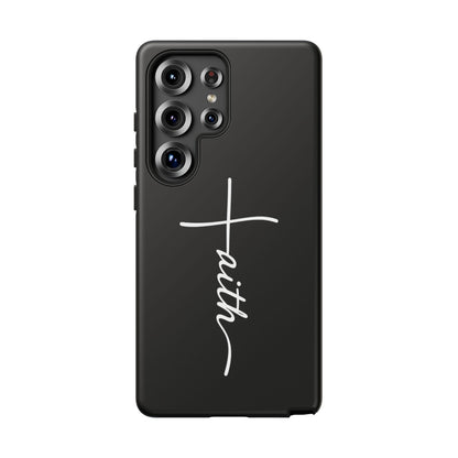 Faith Cross Phone Case, Christian Aesthetic Minimalist Black Matte Case, Religious Gift iPhone Samsung Cover