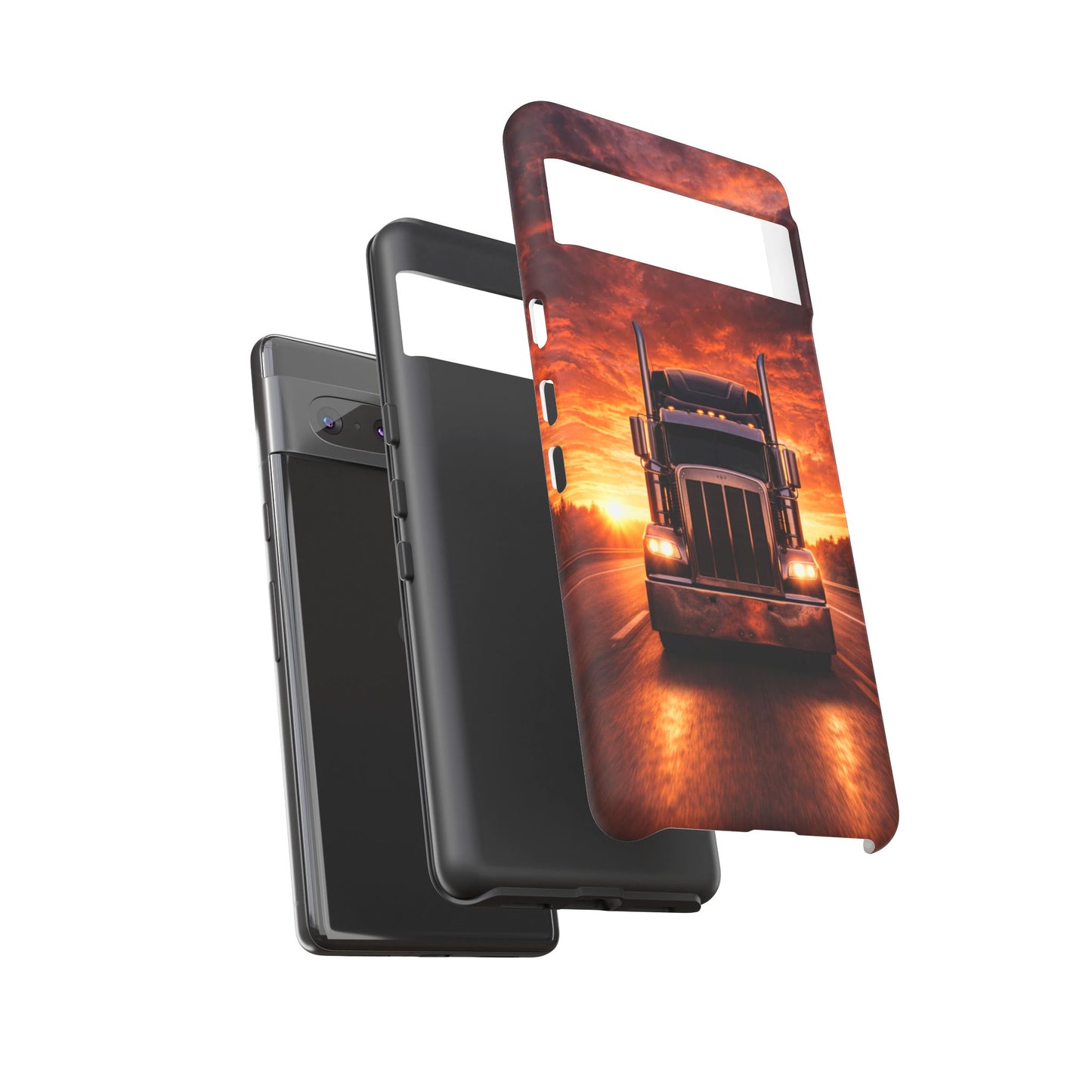 Big Rig Truck Phone Case Sunset Highway Semi Truck iPhone Samsung Cover