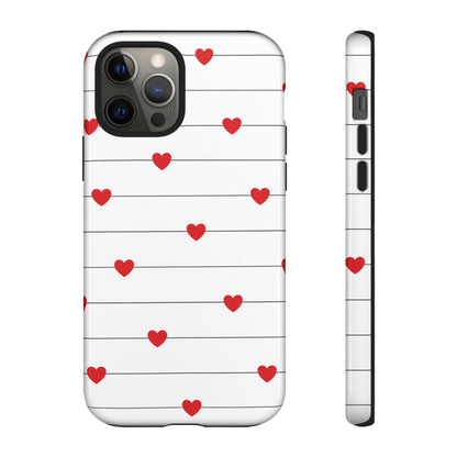 Red Heart Stripe iPhone Case | Tough Shockproof Love Aesthetic Cover