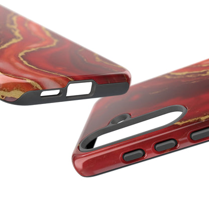Red Agate Marble Phone Case – Gold Vein Luxury Stone Tough Case (iPhone, Samsung, Pixel)