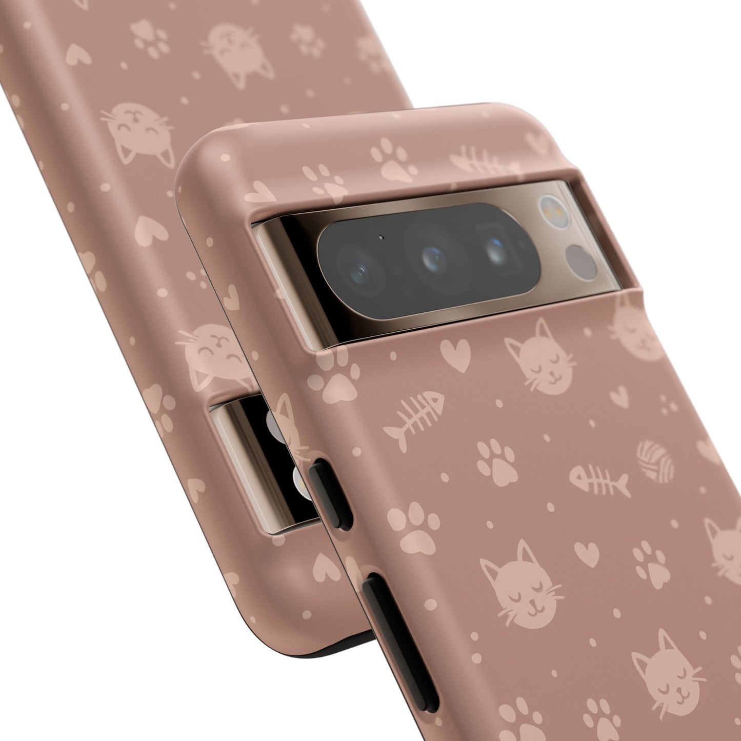 Cute Cat Pattern Phone Case | Paw Prints, Fishbone & Yarn Design Tough Case