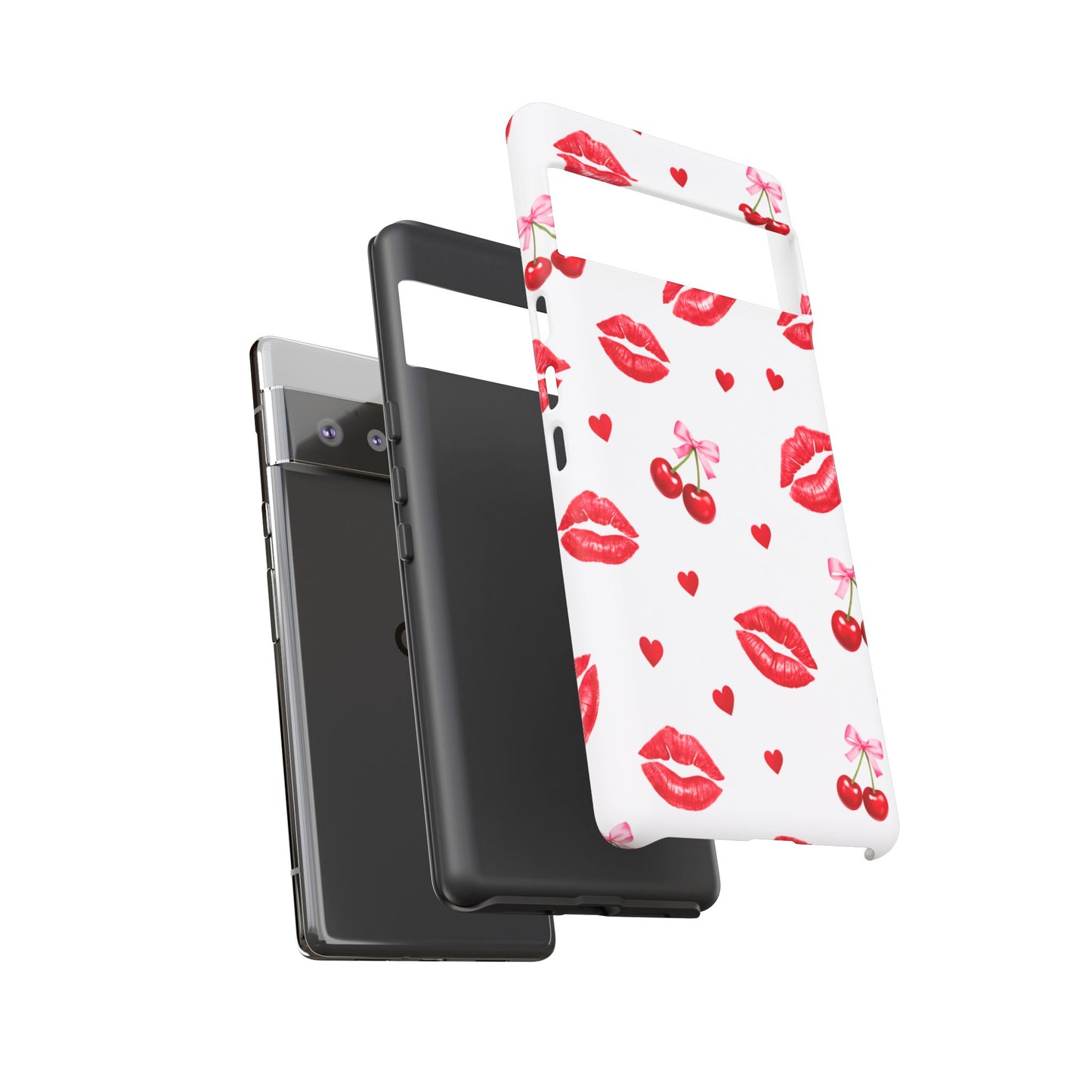 Red Lips & Cherry Phone Case – Y2K Retro Aesthetic Tough Cover