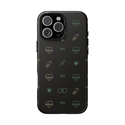 RN Nurse Phone Case – Minimal Medical Icon Pattern Healthcare Worker Tough Case