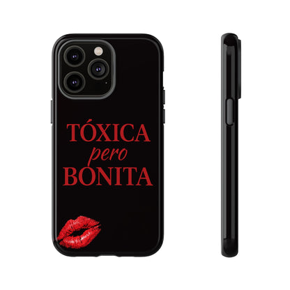 Toxica Pero Bonita Phone Case, Latina Quote Case, Red Lips Aesthetic, Spanish Saying Case, Trendy Tough Cover