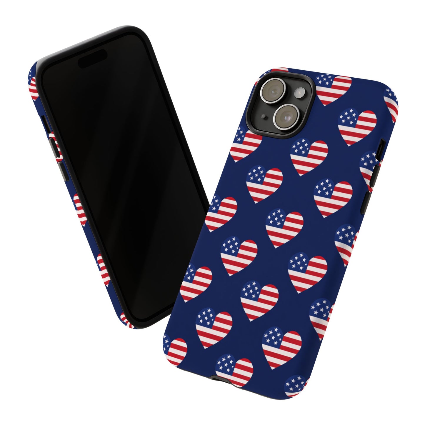 Patriotic American Flag Heart Phone Case – Tough Shockproof, USA Stars & Stripes for Iphone, Samsung Galaxy and Pixel
