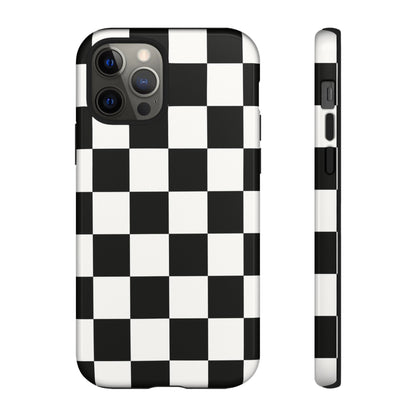Black & White Checkerboard Phone Case – Classic Aesthetic Tough Protective Case for Iphone, Samsung Galaxy and Pixel