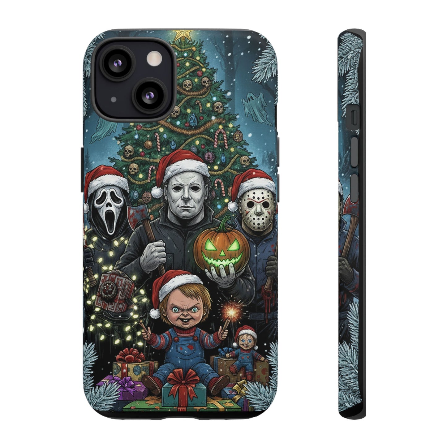 Christmas Horror Phone Case – Festive Slasher Collage Tough Case (iPhone, Samsung, Pixel)