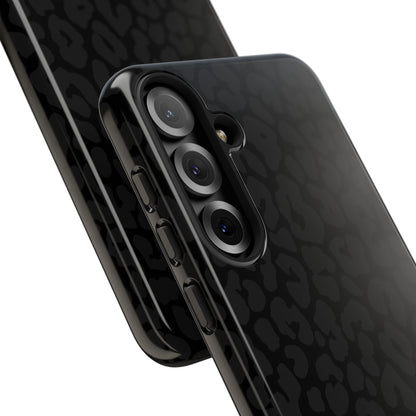 Black Leopard Phone Case | Black on Black Leopard Print Tough iPhone & Samsung Case | Matte or Glossy Protective Cover