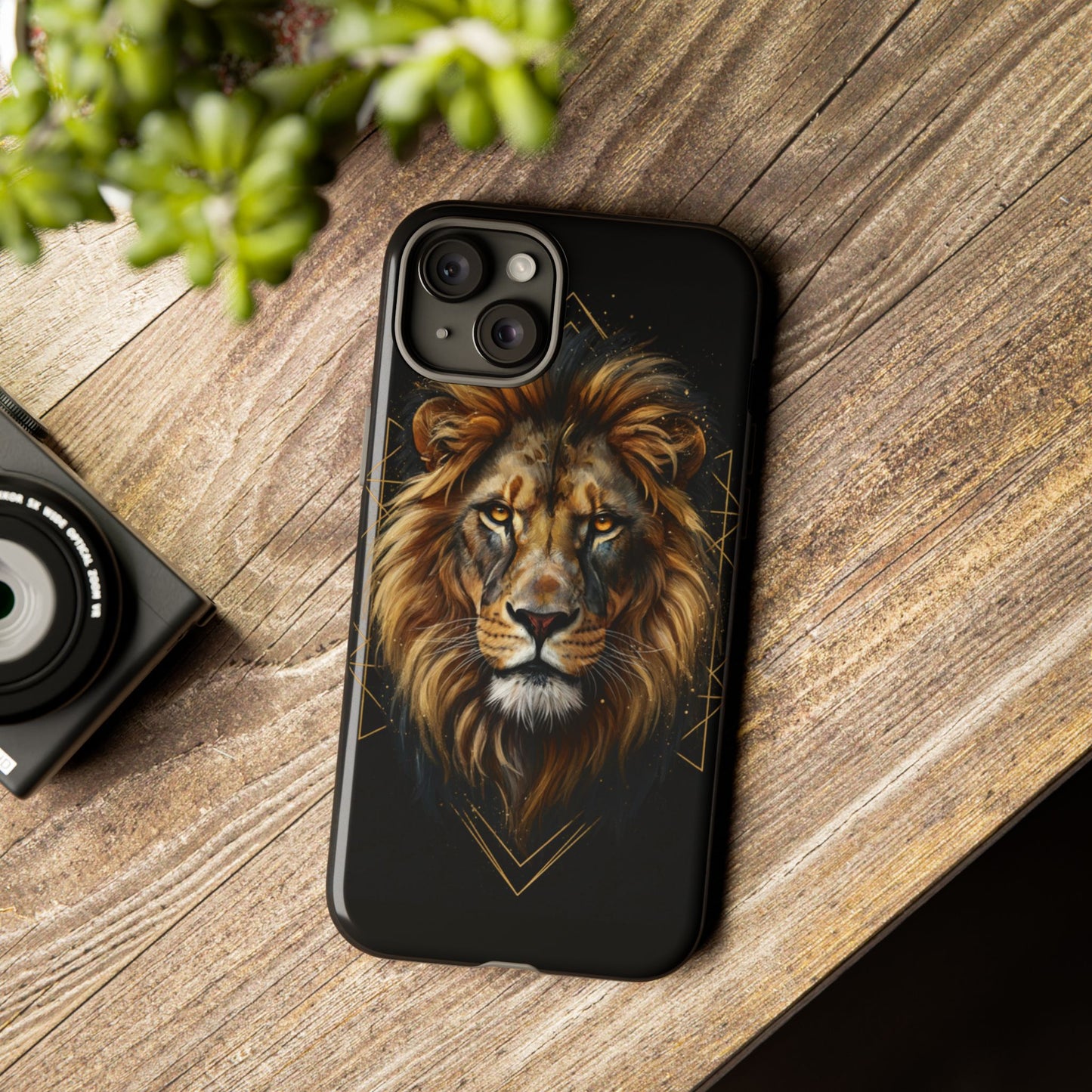 Majestic Lion Phone Case – Black Gold Luxury Lion Art Tough Protective Case