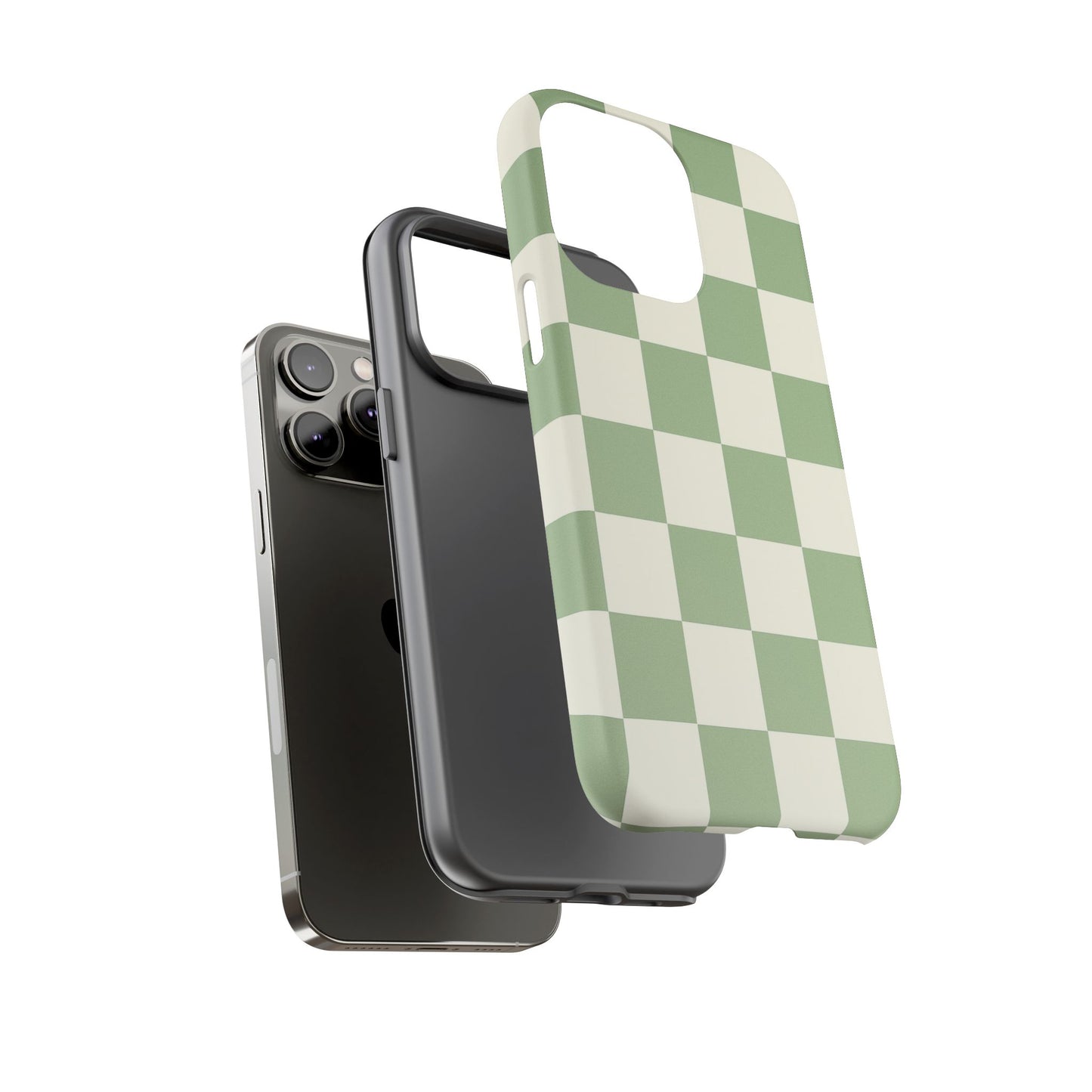 Sage Green Checkerboard Phone Case | Minimal Aesthetic Checkered iPhone & Samsung Tough Case
