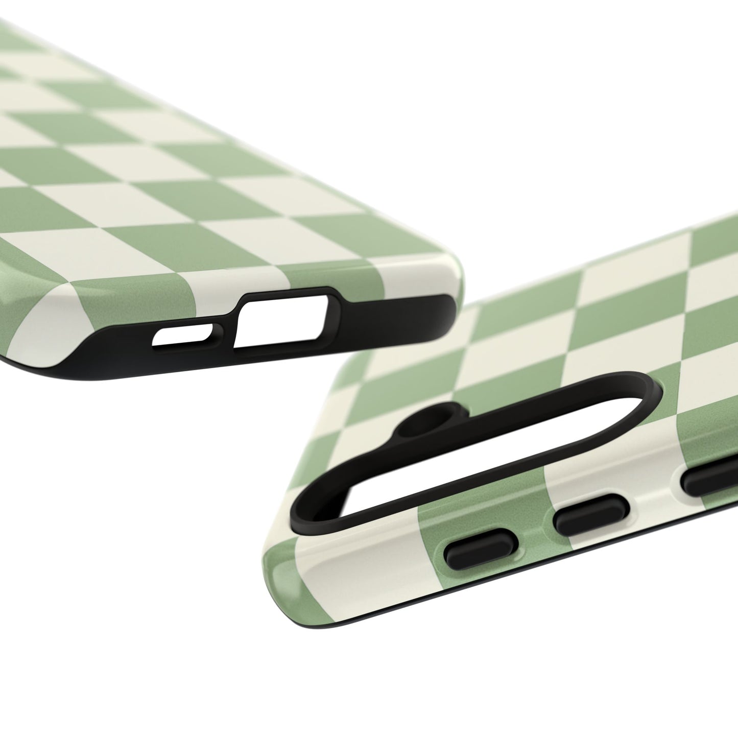 Sage Green Checkerboard Phone Case | Minimal Aesthetic Tough Case