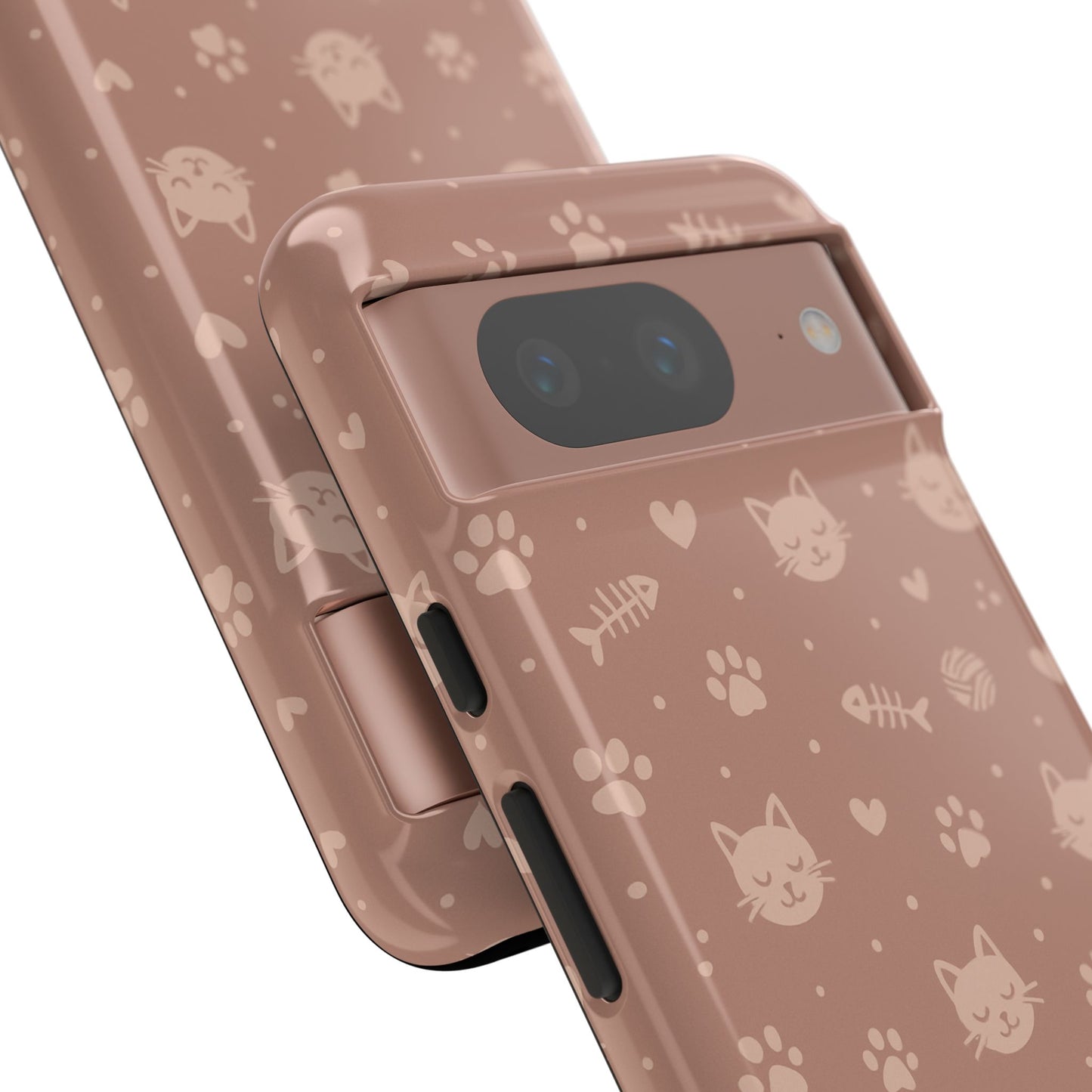 Cute Cat Pattern Phone Case | Paw Prints, Fishbone & Yarn Design Tough Case