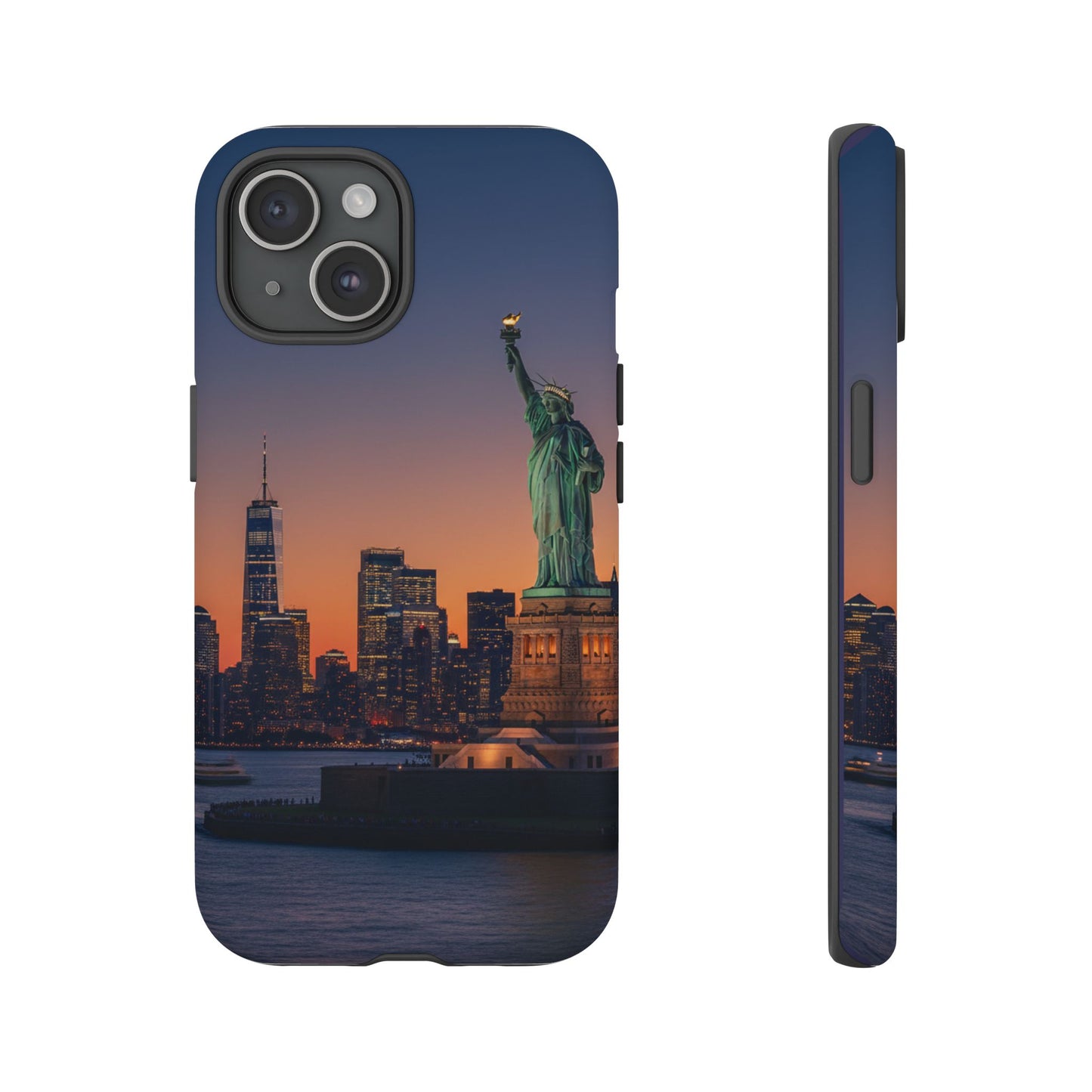 Statue of Liberty Sunset Phone Case – New York City Skyline Travel Aesthetic Tough Case