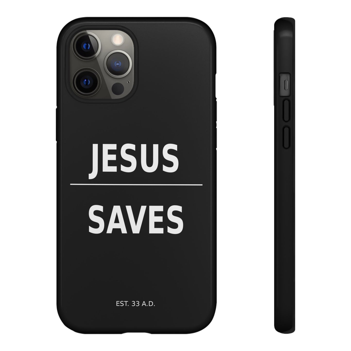 Jesus Saves Phone Case Christian Religious Minimalist Black Tough Cover