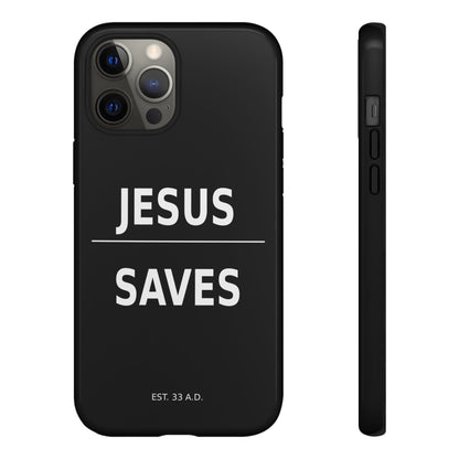 Jesus Saves Phone Case Christian Religious Minimalist Black Tough Cover