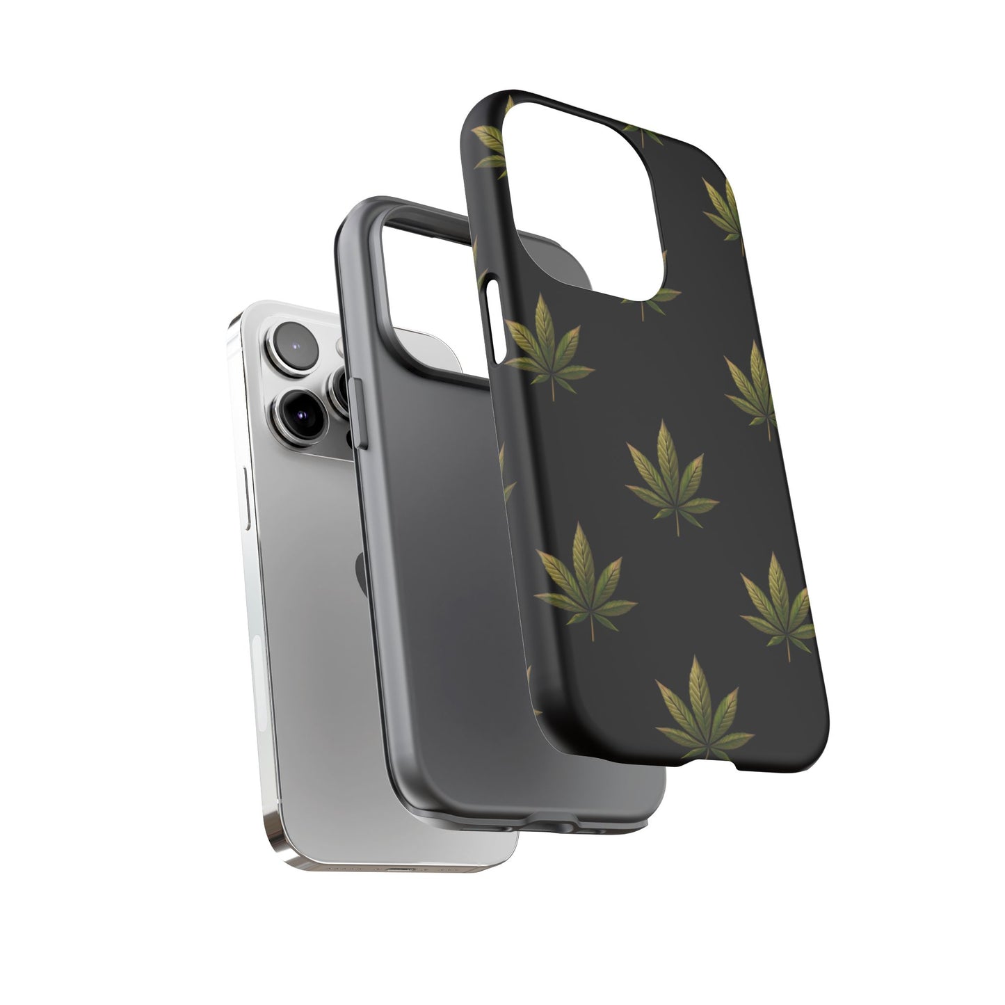 Cannabis Leaf Phone Case Green Weed Leaf Pattern Tough Protective Cover