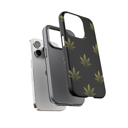 Cannabis Leaf Phone Case Green Weed Leaf Pattern Tough Protective Cover