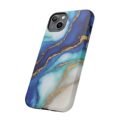 Blue & Gold Marble Phone Case – Luxury Resin Art Tough Case (iPhone, Samsung, Pixel)