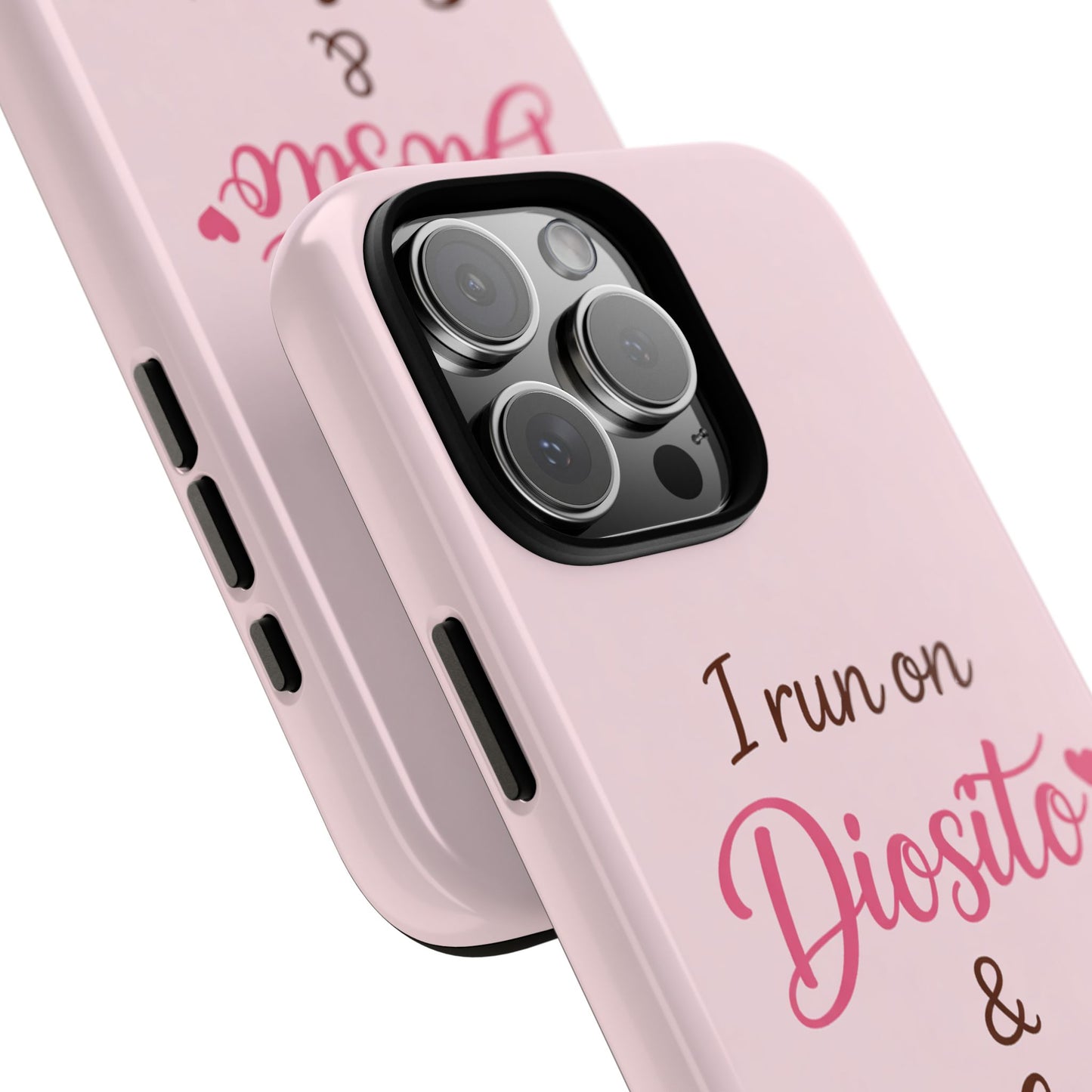 I Run on Diosito y Cafecito Phone Case, Pink Aesthetic Latina Faith Coffee Case, Girly Protective iPhone Samsung Cover