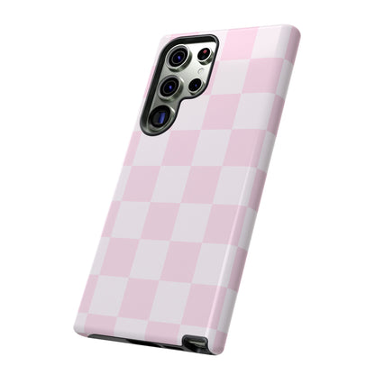 Light Pink Checkerboard Phone Case | Pastel Aesthetic Checkered iPhone & Samsung Tough Case