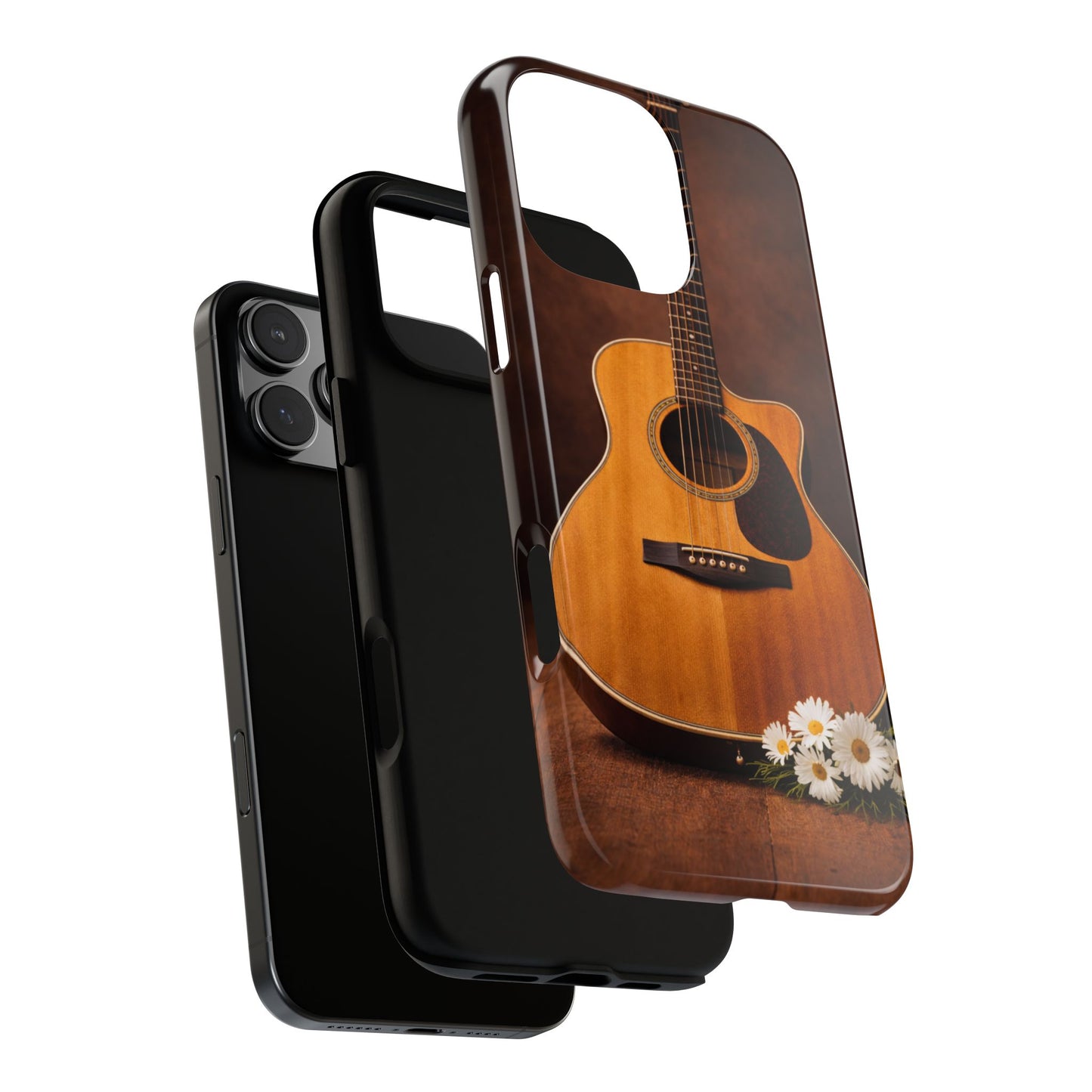Acoustic Guitar Daisy Phone Case | Rustic Music Lover Tough Cover