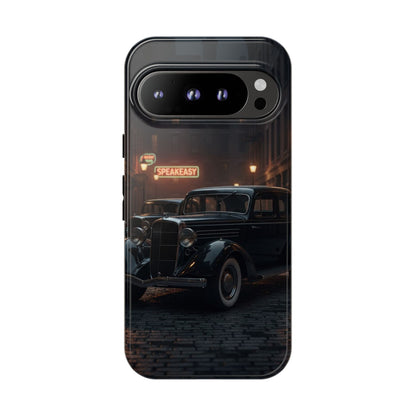 Vintage Classic Car Phone Case | Retro Noir Aesthetic | 1930s Street Scene Tough Case for iPhone & Samsung